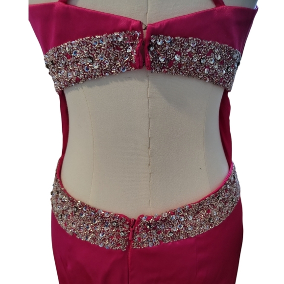 Sean Couture Barbie Paris Pink Backless Low Cut Sequin Prom Gown Size Small - Picture 7 of 10